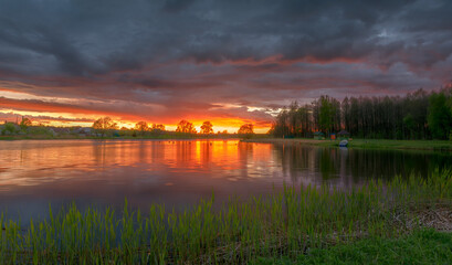 sunset over the river