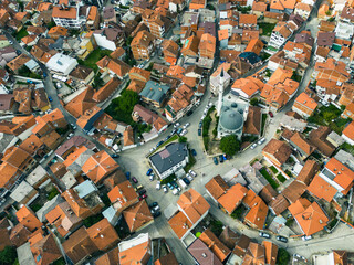 Prizren Old Town Aerial View. Popular Tourist Destination in Kosovo. Historic and touristic city located in Prizren. Balkans. Europe. 