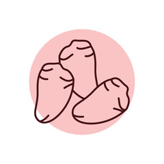 Chicken hearts color line icon. Cutting meat.