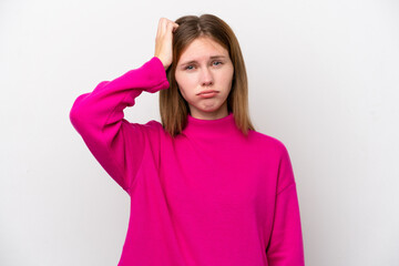 Young English woman isolated on white background with an expression of frustration and not understanding