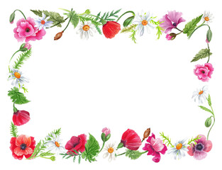  Watercolor wreath  with summer. Transparent layer