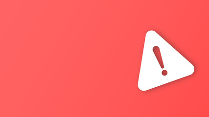 Caution sign with empty space in white line frame and triangle sign with exclamation mark isolated on red background. Attention icon for poster or signboard.