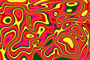 Bright multicolored abstract stain texture design. Modern art of optical illusions. Background with flowing striped spots for poster, flyer, fabric print and presentation