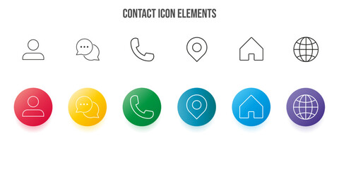 Contact icon elements in various forms