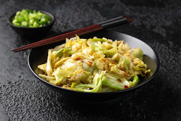 Stir Fried Cabbage with soy sauce, vinegar and garlic