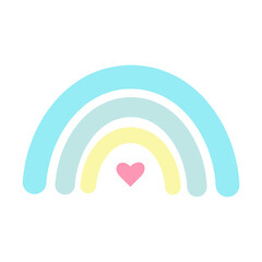 Fototapeta premium Pastel boho rainbow transparent PNG clipart. Scandinavian print for baby shower, nursery, playroom, birthday, children's party and other.