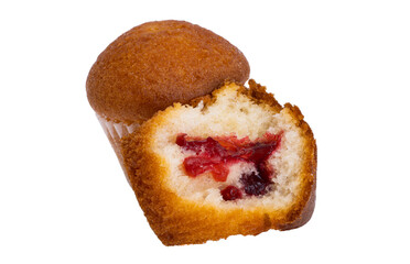 Small cupcake with jam isolated