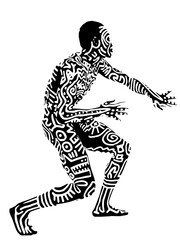 Fototapeta premium Human silhouette Graffiti Design Line Wallpaper Graphic Work