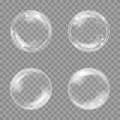 Transparent shiny foam bubbles set