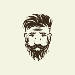 Beard barber vector logo illustration