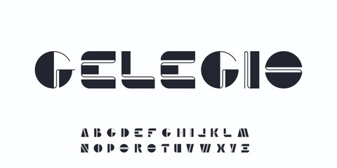Geometry bold and thin contrast modern font, graphical english alphabet.