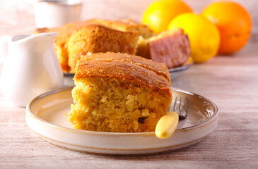 Citrus poke cake, sliced