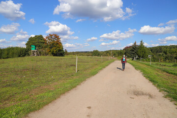 Hiking along the hiking trail "long dam meadows" (lange Dammwiesen) in Hennickendorf, Germany