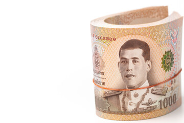 roll of 100,000 Thai baht isolate on white background  