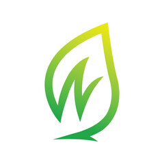 Natural logo with letter N. Leaf logo design