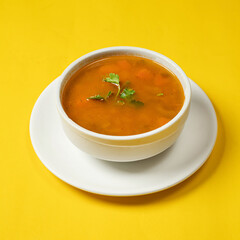 tomato soup with basil and bread