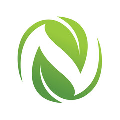 Natural logo with letter N. Leaf logo design