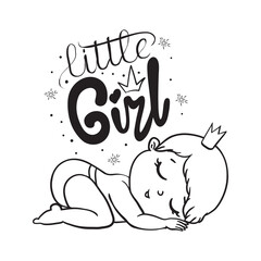 Cute Girl cartoon hand drawn vector illustration