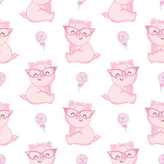 Cute pig seamless background repeating pattern, wallpaper background