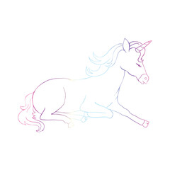 Cute Cartoon Unicorn isolated on white background.