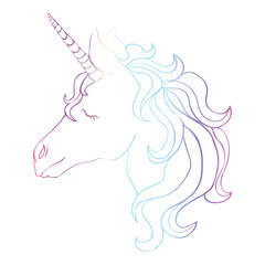 Cute Cartoon Unicorn isolated on white background.