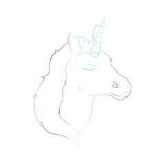 Cute Cartoon Unicorn isolated on white background.