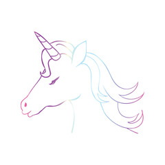 Cute Cartoon Unicorn isolated on white background.