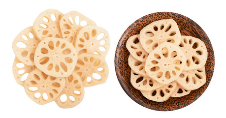Lotus roots isolated on white background.
