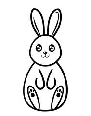 Cartoon bunny line art illustration. PNG with transparent background.