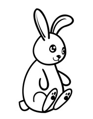 Cartoon bunny line art illustration. PNG with transparent background.