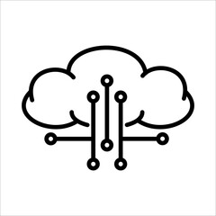 Cloud Server, Cloud Computing Icon Logo Design Vector Template Illustration Sign And Symbol Pixels Perfect