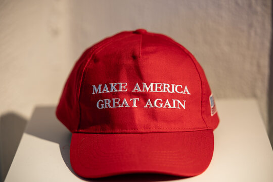 Copenhagen, Denmark  A Make America Great Again baseball hat.