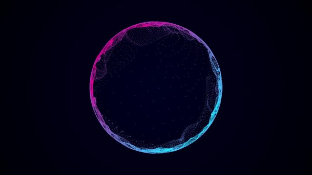 Futuristic colorful sphere of particles and lines. Network connection big data. Abstract technology background. 3d rendering.