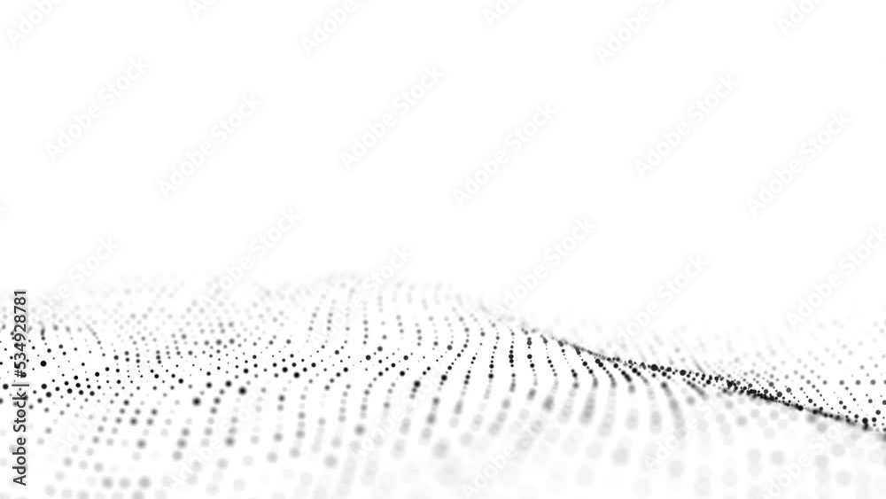 Poster abstract technology wave of particles. big data visualization. light background with motion dots and