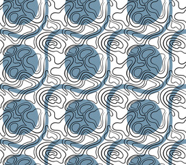 Modern style semless vector pattern made on curves and circles