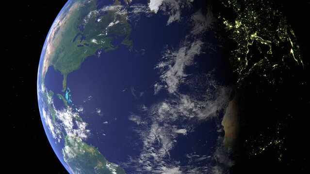 Zoom Out of Earth, from Europe to USA. Duration 10s, 4k, 60 FPS