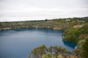 Fototapeta na wymiar A blue lake in the forest