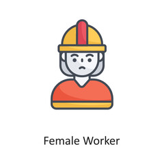 Female Worker Filled OutlineVector Icon Design illustration on White background. EPS 10 File