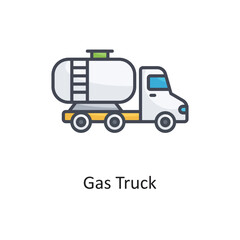 Gas Truck Filled OutlineVector Icon Design illustration on White background. EPS 10 File