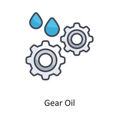 Gear Oil Filled OutlineVector Icon Design illustration on White background. EPS 10 File