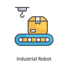 Industrial Robot  Filled OutlineVector Icon Design illustration on White background. EPS 10 File