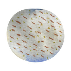 Watercolor abstract circle in blue yellow colors for background, textile, designs