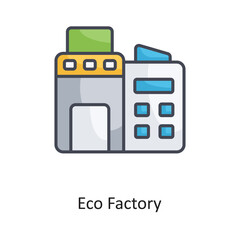 Eco Factory Filled OutlineVector Icon Design illustration on White background. EPS 10 File