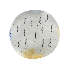Watercolor abstract circle in blue yellow colors for background, textile, designs