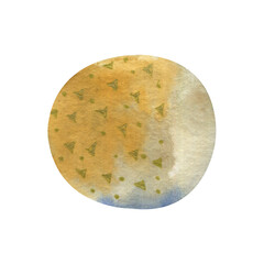 Watercolor abstract circle in blue yellow colors for background, textile, designs