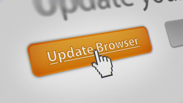 Mouse Cursor Clicking "Update Browser" on Web Browser. All data on the Footage are Fictional, Created Especially for This Concept