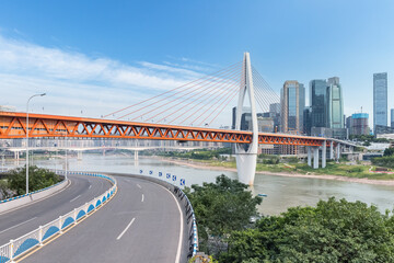 Fototapeta na wymiar Chongqing cityscape of bridge on Jialing river