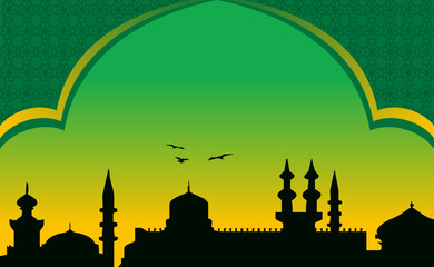 wallpaper background Islamic with green color, mosque wallpaper background