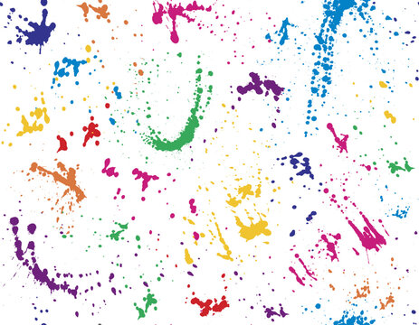 Beautiful seamless pattern of colorful ink blots and splashes. Isolated. Vector illustration