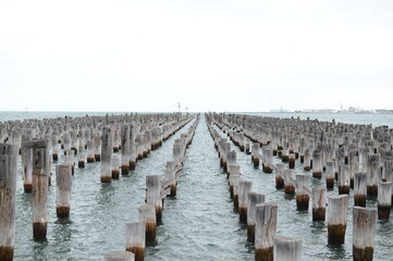 Fototapeta na wymiar An old pier at the port